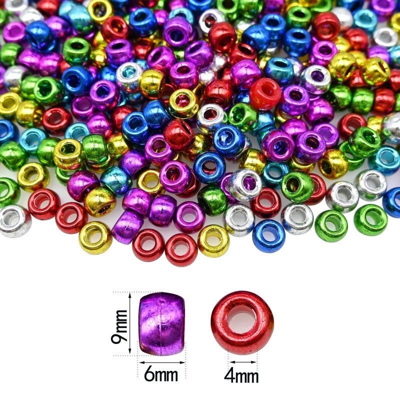 Looconi Amaney 500Pcs 6x9mm Mixed Colors Plastic Pony Beads (Electroplated) - Image 2